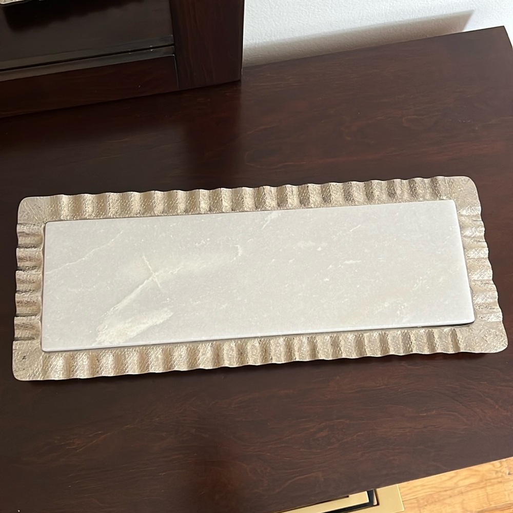 michael aram ripple silver marble tray
